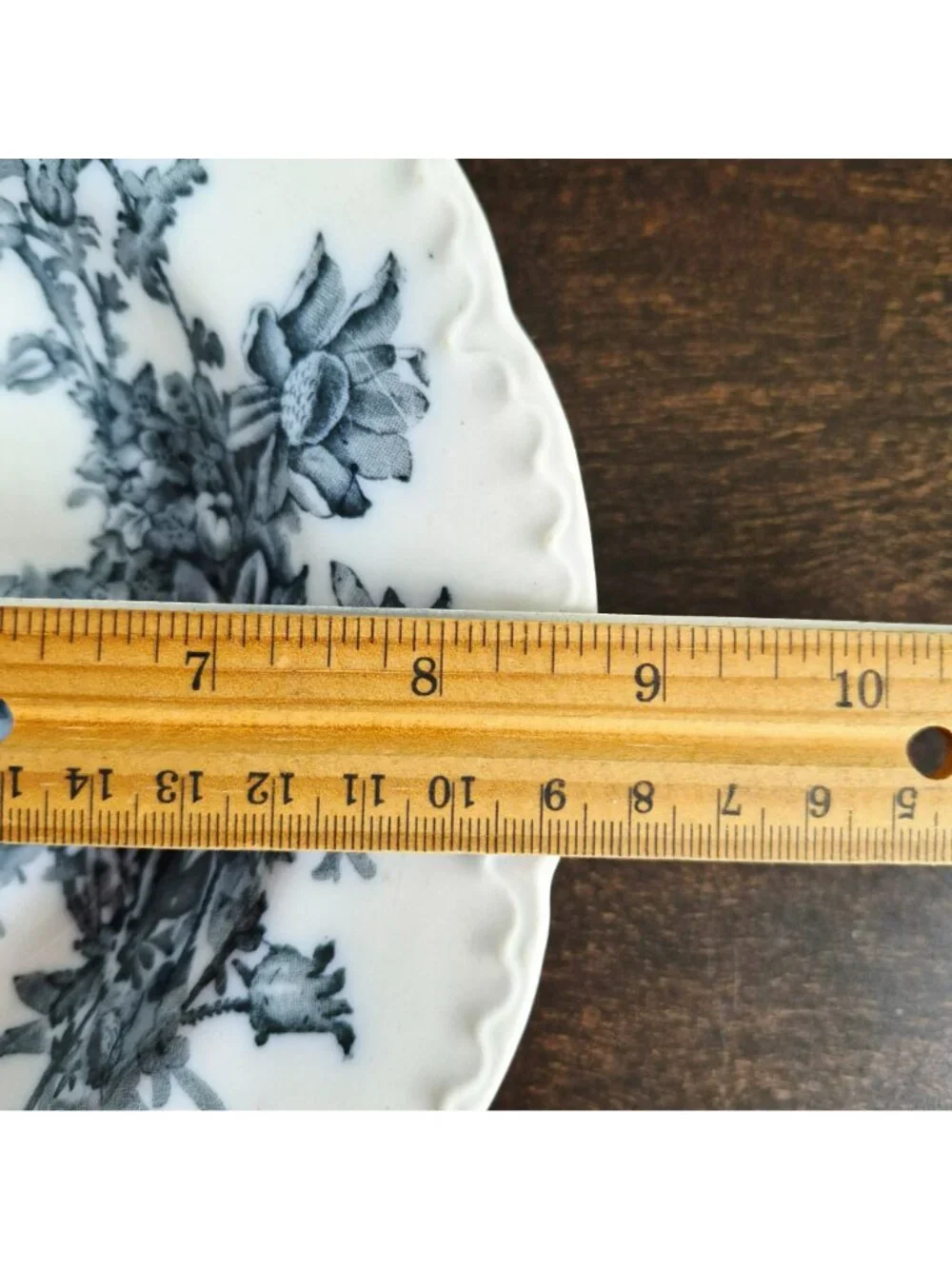 Antique Johnson Brothers Clifton Rimmed Soup Bowl, Blue Floral, Embossed Edge